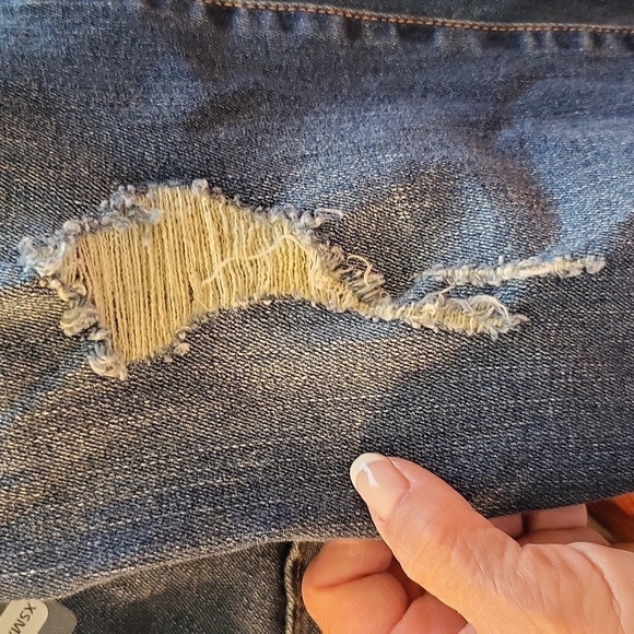 Indigo Blue NWT Size XS Blue motherhood Maternity overalls distre… - Picture 14 of 16